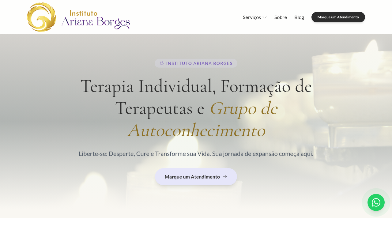 Screenshot do site Instituto Ariana Borges