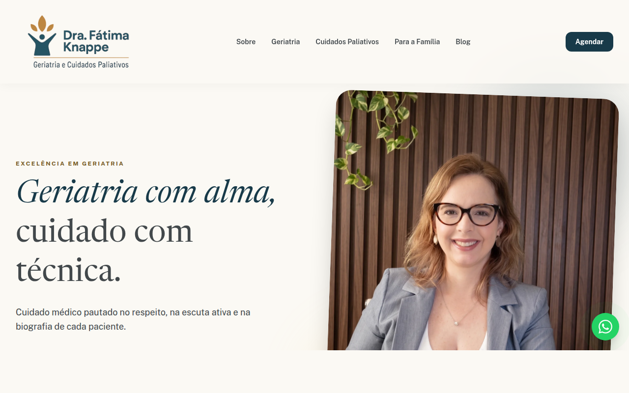 Screenshot do site Dra. Fátima Knappe