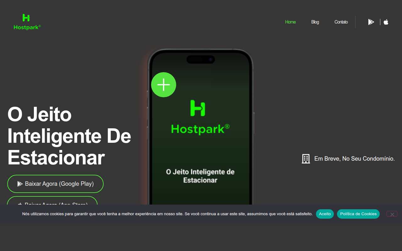 Screenshot do site Hostpark