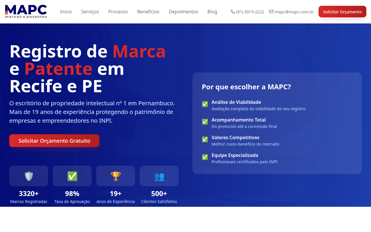 Screenshot do site MAPC